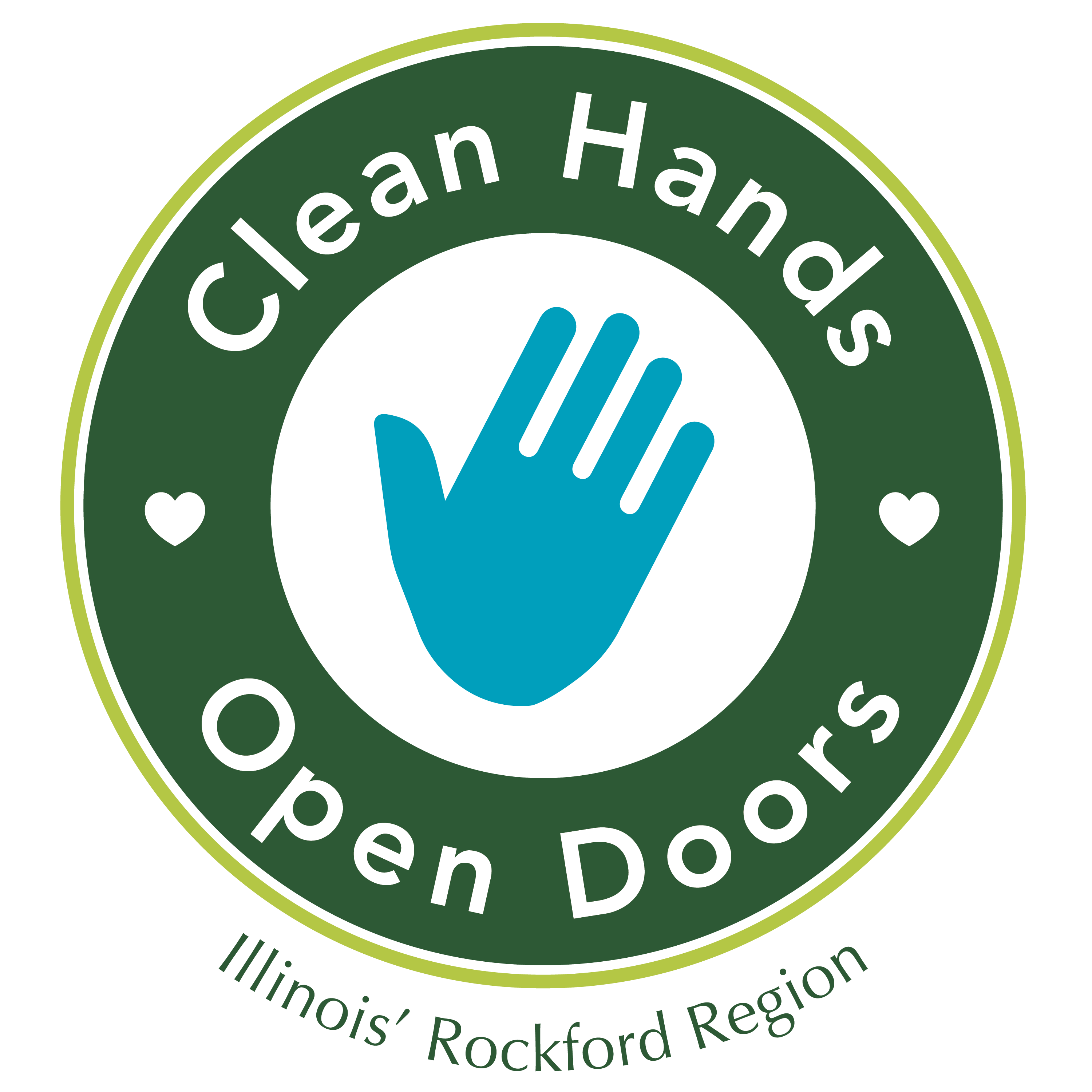 2020 clean hands open doors logo Rockford Region